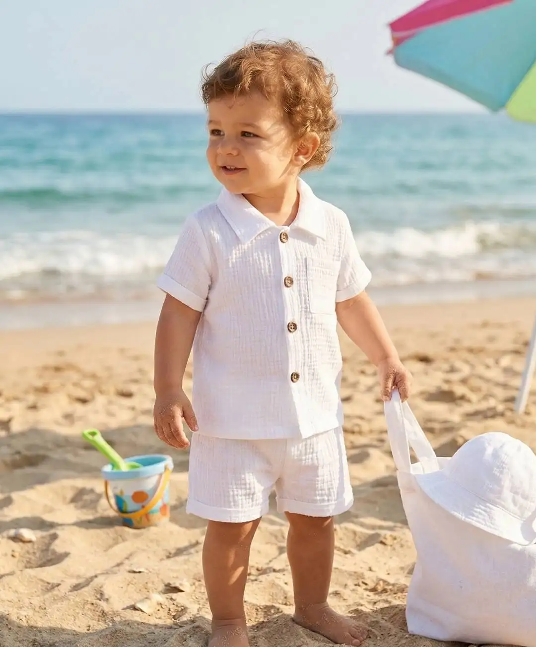 Conjunto Fresco de Algodón para Bebé Niño detalle